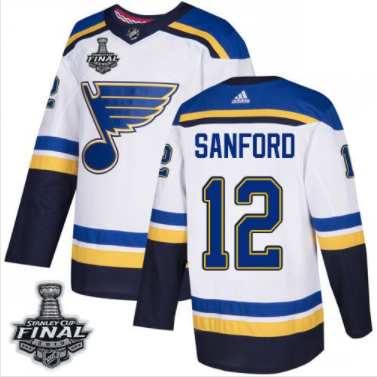 Blues #12 Zach Sanford Weiß 2019 Stanley Cup Final Stitched